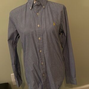 Ralph Lauren Men's S Blue White Gingham Check 100% Cotton Button Down Shirt